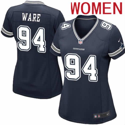 Women Dallas Cowboys #94 DeMarcus Ware Nike Navy Game Team NFL Jersey->women nfl jersey->Women Jersey